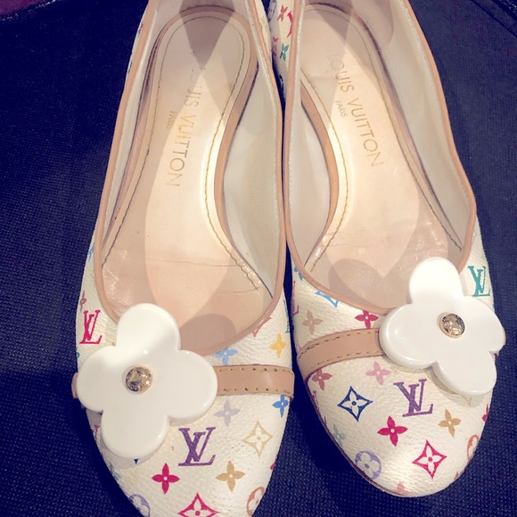 100% Authentic Louis Vuitton White Multicolor ballet flats (used) - Picture 7 of 7
